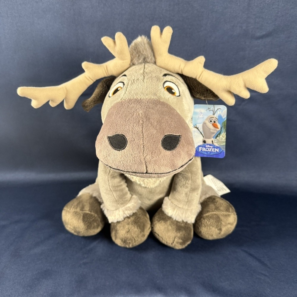 Disney Frozen Sven Plush Reindeer Stuffed Animal Sitting 15" Toy Gray Kristoff
